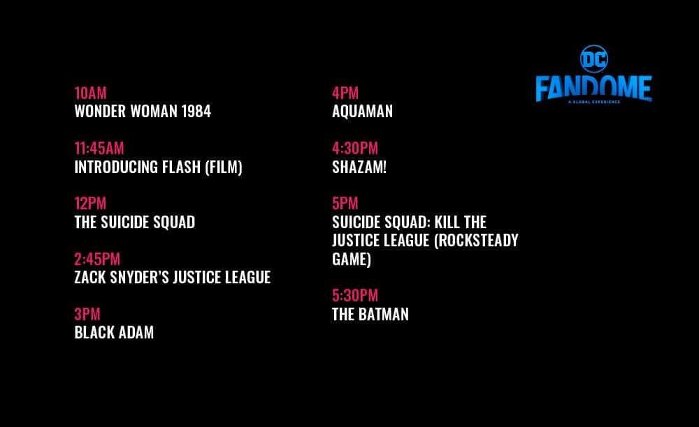 DC FanDome Schedule