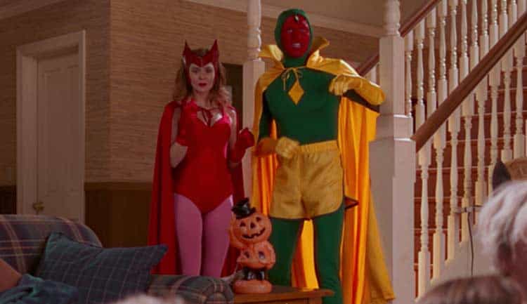WandaVision easter eggs - Wanda and Vision's classic costumes from the comic books.